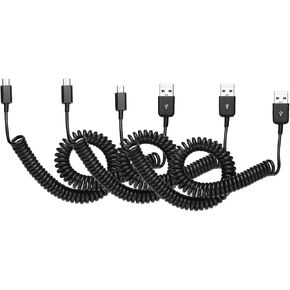 كابل USB من النوع C للسيارة، ملفوف 90 درجة (9.8FT) مجعد USB A إلى USB-C سلك شاحن سريع متوافق مع Samsung Galaxy S10 S9 S8 Plus Note 9 8، Moto Z، LG5/G6/V20، أجهزة USB C in Kuwait