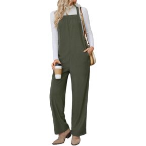 Corduroy Overalls - Plaid Wide Leg Overall Jumpsuit for Women, Featuring Adjustable Straps and Loose Fit Design