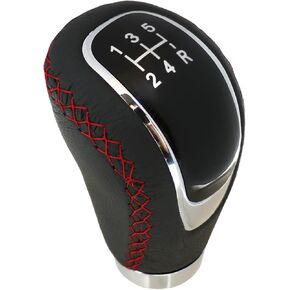 Manual Gear Shift Knob 5 Speed Leather Transmission Stick Shifter Knobs Handle Fit Most Cars Truck SUV Vehicles Black