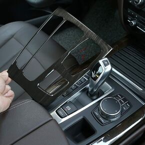 Car Center Gear Shift Panel Cover Frame Trim for BMW X5 F15 2014-2018,X6 F16 2015-2018 Left Hand Drive (Black Wood Grain)