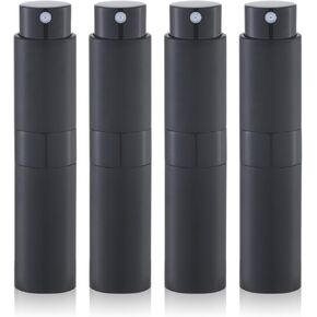 Travel Perfume Atomizer Refillable Bottle: Spray Cologne for Travel size - Small Empty Sprayer Fragrance - 8ml (Black, Blue, Silver, Grey)