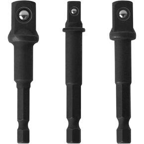 مجموعة محول المقبس DW2541IR، DW2542IR، DW2547IR لمحرك DeWalt Impact جاهز، مجموعة محول مقبس درجة التأثير، 1/4 بوصة، 3/8 بوصة، 1/2 بوصة محول مقبس حفر المحرك 3 قطع (عبوة من 1)