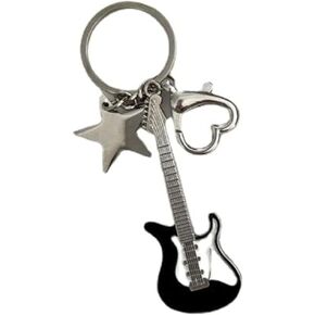 Pooyikoi Harajuku Y2k Guitar Love Heart Star Key Chain for Women Sweet Fashion Pendant Vintage Aesthetic Accessories