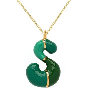 Bubble Letter Necklace For Women, Balloon Initial Letter Alphabet Pendant 18k Gold Plated Dainty Zirconia Inlaid Necklaces Fashion Jewelry Gifts for Women
