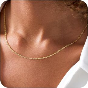 BAYLAY Gold Chain Necklace for Women - 18K Gold Plated Gold Chain Necklace Box Paperclip Twist Herringbone Rope Chain Necklace Dainty Gold Choker Necklace Waterproof Jewelry Gold Jewelry for Women