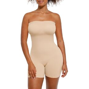 Strapless Shapewear Bodysuit for Women Tummy Control Seamless Butt Lifter Body Shaper with Removable Straps