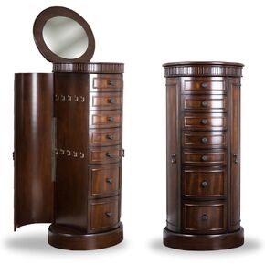 Hives & Honey Bailee Standing Jewelry Armoire - 7 Drawers, Mirror Top, Side Doors - Necklace, Earring, Bracelet Organizer, Ivory