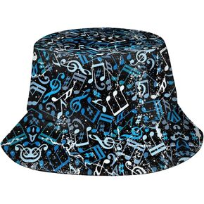 Cute Music Notes Bucket Hats Fashion Sun Cap Packable Outdoor Summer Fisherman Hat for Women and Men