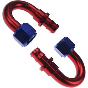 2Pcs 6AN to 3/8 Barb Push Lock Hose End Straight Fitting For Rubber Fuel Line Blue/Red（Straight）, BTH-QCYGJT2-6AN0-2P