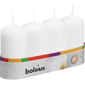 BOLSIUS 4 شموع عاجية مقاس 2 × 4 بوصة - وقت احتراق 20 ساعة - جودة أوروبية ممتازة - مجموعة شموع غير معطرة وبدون دخان لحفلات الزفاف والحفلات والعشاء والمطاعم والمناسبات الخاصة