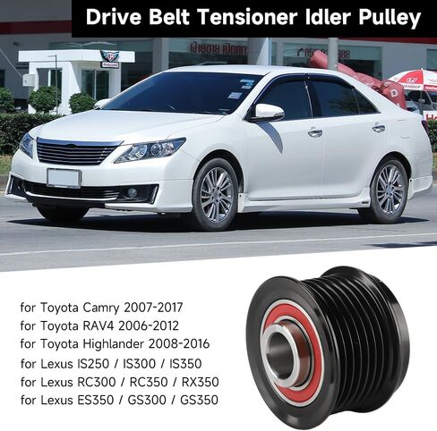 Drive Belt Idler Pulley Belt Idler Grooved Pulley Alternator Clutch Pulley - Compatible for Toyota Camry 2007-2017 for Toyota RAV4 2006-2012 for Lexus ES350 2007-2018 - Replace Part 274150W131 in Kuwait