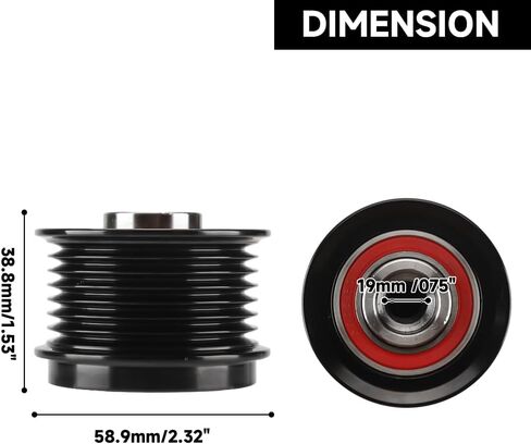 Drive Belt Idler Pulley Belt Idler Grooved Pulley Alternator Clutch Pulley - Compatible for Toyota Camry 2007-2017 for Toyota RAV4 2006-2012 for Lexus ES350 2007-2018 - Replace Part 274150W131 in Kuwait