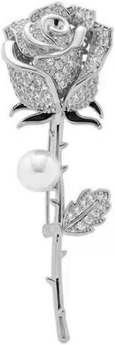 Luxury Shiny Zircon Flower Brooches - Elegant Imitation Pearl Plant Floral Pin for Scarf Dress Clothes Hat Accessories, Gifts for Women in Saudi Arabia