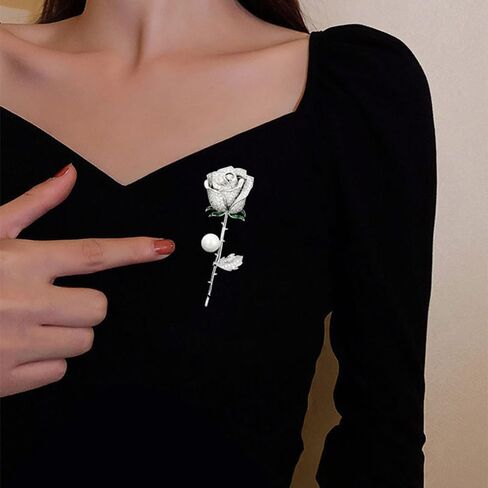 Luxury Shiny Zircon Flower Brooches - Elegant Imitation Pearl Plant Floral Pin for Scarf Dress Clothes Hat Accessories, Gifts for Women in Saudi Arabia