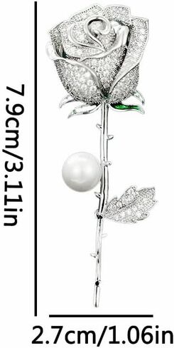 Luxury Shiny Zircon Flower Brooches - Elegant Imitation Pearl Plant Floral Pin for Scarf Dress Clothes Hat Accessories, Gifts for Women in Saudi Arabia