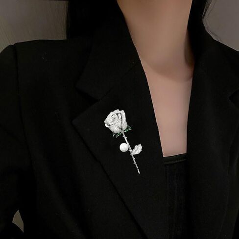 Luxury Shiny Zircon Flower Brooches - Elegant Imitation Pearl Plant Floral Pin for Scarf Dress Clothes Hat Accessories, Gifts for Women in Saudi Arabia
