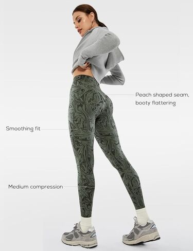 High Waisted Compression Leggings for Women Workout Tummy Control Booty Flattering Athletic Gym Yoga Pants - 25 Inches in Kuwait