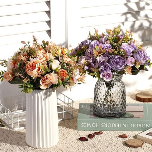 ASTRYAS Artificial Flowers, 2Pcs Fall Fake Peonies Silk Hydrangea Flower Fall Decorations for Home Centerpieces for Decoration, Fall Flowers Wedding Bouquets for Party Home Décor (Orange) in Saudi Arabia