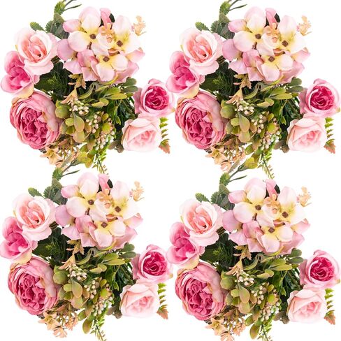 ASTRYAS Artificial Flowers, 2Pcs Fall Fake Peonies Silk Hydrangea Flower Fall Decorations for Home Centerpieces for Decoration, Fall Flowers Wedding Bouquets for Party Home Décor (Orange) in Saudi Arabia