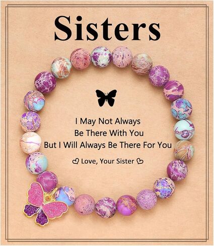 Butterfly Natural Stone Bracelet for Sister, Valentine's Day Christmas Birthday Gifts for Women in Saudi Arabia