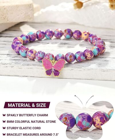 Butterfly Natural Stone Bracelet for Sister, Valentine's Day Christmas Birthday Gifts for Women in Saudi Arabia