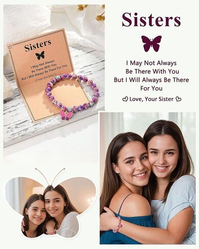Butterfly Natural Stone Bracelet for Sister, Valentine's Day Christmas Birthday Gifts for Women in Saudi Arabia