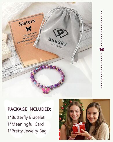 Butterfly Natural Stone Bracelet for Sister, Valentine's Day Christmas Birthday Gifts for Women in Saudi Arabia