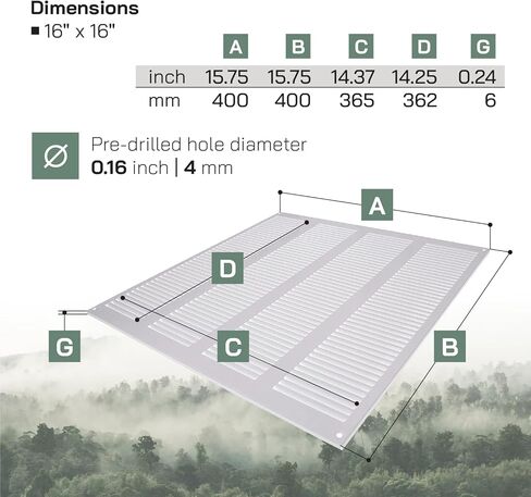 أنظمة التهوية باللون البني مقاس 16 بوصة × 16 بوصة غطاء فتحة تهوية معدنية لشبكة إرجاع الهواء مع شاشة مدمجة للحماية من الآفات وغطاء فتحة تهوية HVAC لتحسين المنزل وغطاء قناة تهوية 400 × 400 مم in Kuwait