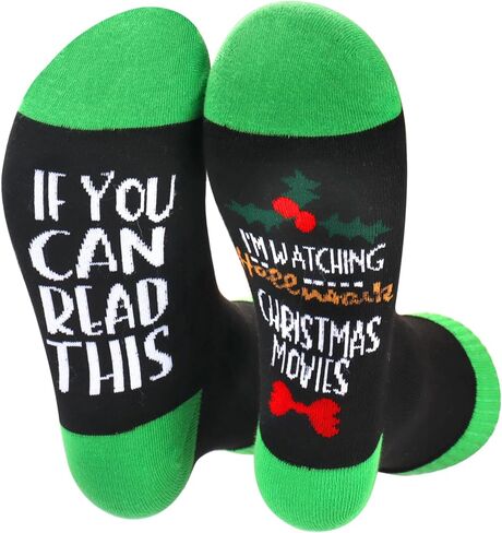 Funny Socks for Men Women - If You Can Read This I'm Watching Christmas Movies Novelty Socks for Christmas Gifts in Kuwait