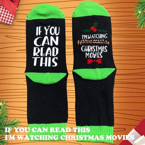 Funny Socks for Men Women - If You Can Read This I'm Watching Christmas Movies Novelty Socks for Christmas Gifts in Kuwait