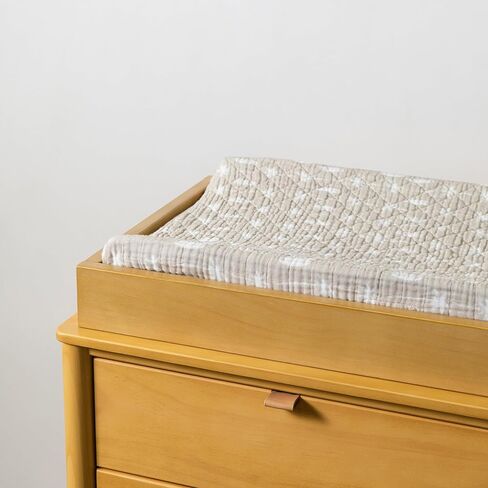 Babyletto 100% Quilted Organic Cotton Changing Pad Cover, GOTS-Certified, Fitted 360°, Ultra-Soft and Breathable Muslin - Dewdrop Blue in Kuwait