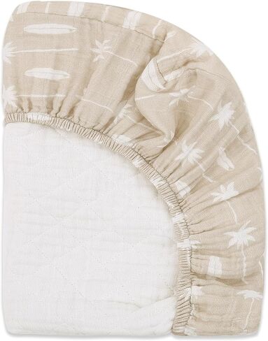 Babyletto 100% Quilted Organic Cotton Changing Pad Cover, GOTS-Certified, Fitted 360°, Ultra-Soft and Breathable Muslin - Dewdrop Blue in Kuwait