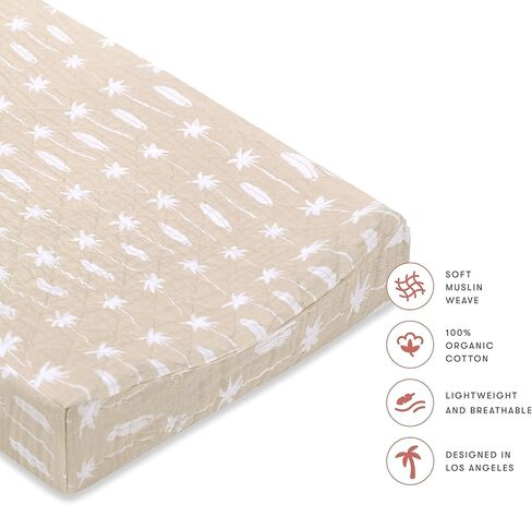 Babyletto 100% Quilted Organic Cotton Changing Pad Cover, GOTS-Certified, Fitted 360°, Ultra-Soft and Breathable Muslin - Dewdrop Blue in Kuwait