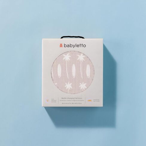 Babyletto 100% Quilted Organic Cotton Changing Pad Cover, GOTS-Certified, Fitted 360°, Ultra-Soft and Breathable Muslin - Dewdrop Blue in Kuwait