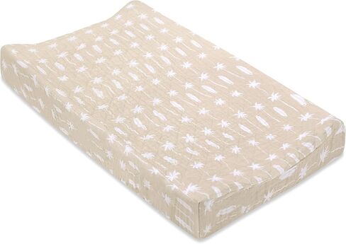 Babyletto 100% Quilted Organic Cotton Changing Pad Cover, GOTS-Certified, Fitted 360°, Ultra-Soft and Breathable Muslin - Dewdrop Blue in Kuwait