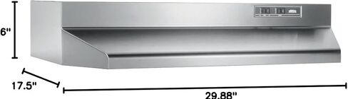 Broan-NuTone Economy 30-inch Under-Cabinet Easy Install Range Hood with 2-Speed Exhaust Fan and Light, 230 Max Blower CFM, White in Kuwait
