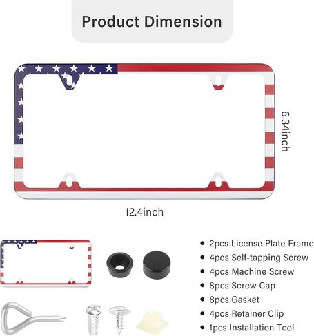 2PCS Colorful Car License Plate Frames with Gaskets Screws and Caps,Stainless Steel 4 Holes License Plate Holder Fits U.S. Standard,Universal Car Tag Frame Car Accessories (Silver) in Saudi Arabia