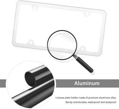 2PCS Colorful Car License Plate Frames with Gaskets Screws and Caps,Stainless Steel 4 Holes License Plate Holder Fits U.S. Standard,Universal Car Tag Frame Car Accessories (Silver) in Saudi Arabia