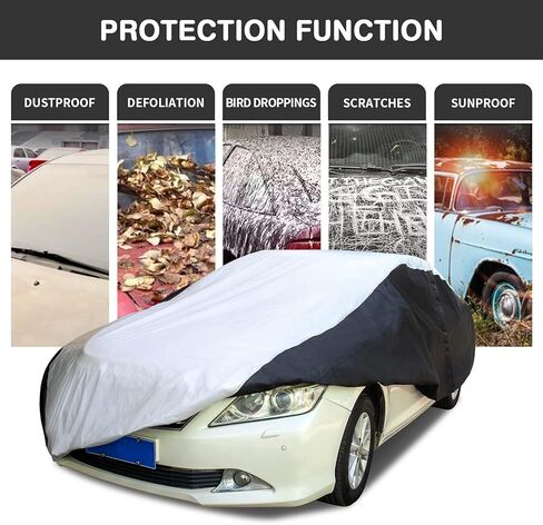 غطاء سيارة مقاوم للماء من شركة Leader Accessories للسيارات في جميع الأحوال الجوية، 7 طبقات من الألومنيوم والقطن، غطاء خارجي كامل مع باب بسحاب، وحزامين إضافيين مقاومين للرياح يناسب سيارة سيدان حتى 228 بوصة in Kuwait