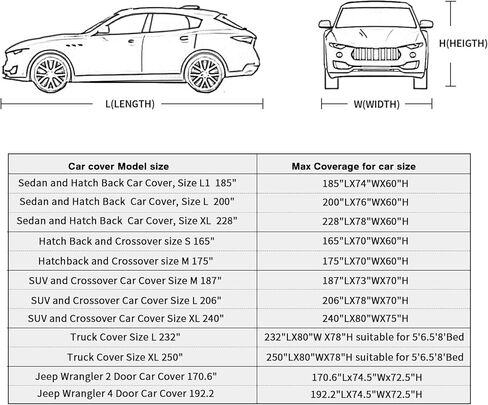 غطاء سيارة مقاوم للماء من شركة Leader Accessories للسيارات في جميع الأحوال الجوية، 7 طبقات من الألومنيوم والقطن، غطاء خارجي كامل مع باب بسحاب، وحزامين إضافيين مقاومين للرياح يناسب سيارة سيدان حتى 228 بوصة in Kuwait