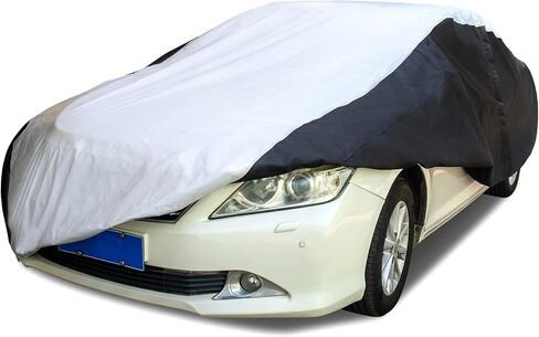 غطاء سيارة مقاوم للماء من شركة Leader Accessories للسيارات في جميع الأحوال الجوية، 7 طبقات من الألومنيوم والقطن، غطاء خارجي كامل مع باب بسحاب، وحزامين إضافيين مقاومين للرياح يناسب سيارة سيدان حتى 228 بوصة in Kuwait