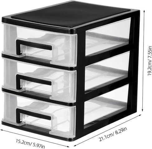 Plastic Storage Drawers 2 Drawer Desktop Organizer, Clear Plastic Desk Storage Box Makeup Organizer Desk Organizer Office Supplies, Black Stackable Storage Drawers in Saudi Arabia