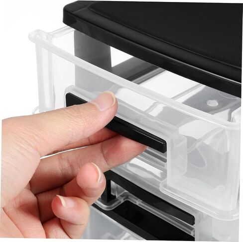 Plastic Storage Drawers 2 Drawer Desktop Organizer, Clear Plastic Desk Storage Box Makeup Organizer Desk Organizer Office Supplies, Black Stackable Storage Drawers in Saudi Arabia