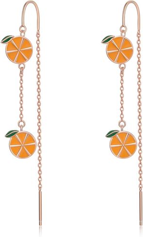 925 Sterling Silver Fruit Earrings Lemon/Apple/Orange/Grape/Pineapple/Strawberry/Cherry Earrings Tropical Earrings Novelty Fun Dangle Earrings Fruit Gifts for Women in Kuwait