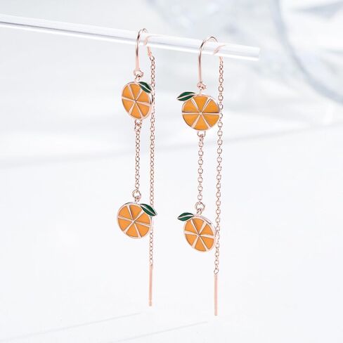 925 Sterling Silver Fruit Earrings Lemon/Apple/Orange/Grape/Pineapple/Strawberry/Cherry Earrings Tropical Earrings Novelty Fun Dangle Earrings Fruit Gifts for Women in Kuwait