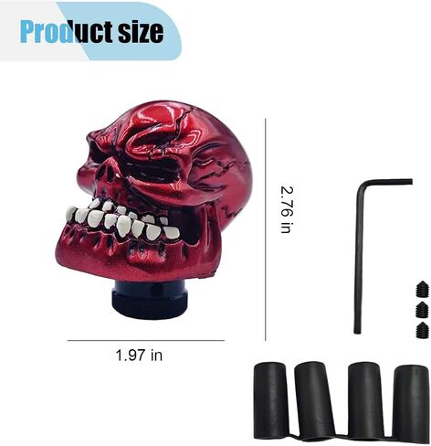Skull Car Gear Shift Knob, Big Tooth Skull Stick Shifter, Car Transmissions Shifting Lever Handle Compatible with Most Automatic Manual Truck Car SUV (Red) in Kuwait