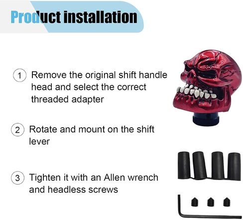 Skull Car Gear Shift Knob, Big Tooth Skull Stick Shifter, Car Transmissions Shifting Lever Handle Compatible with Most Automatic Manual Truck Car SUV (Red) in Kuwait