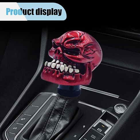 Skull Car Gear Shift Knob, Big Tooth Skull Stick Shifter, Car Transmissions Shifting Lever Handle Compatible with Most Automatic Manual Truck Car SUV (Red) in Kuwait