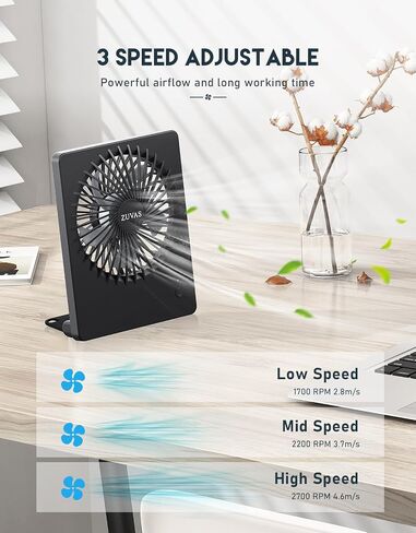 Zuvas Desk Fan Battery Operated Rechargeable 180°Tilt Folding Personal Ultra Quiet Small Portable Fan Beige in Kuwait