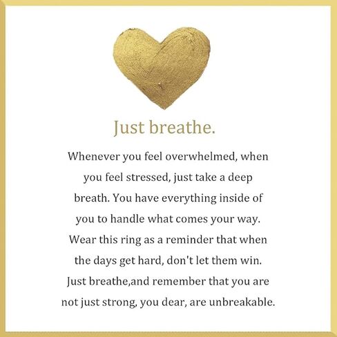 خاتم LIU JUN Just Breathe، حلقات شفاء حلزونية من الفولاذ المقاوم للصدأ على شكل قلب قابلة للتعديل، مجوهرات ملهمة على شكل قلب منقوش عليها عبارة "Just Breathe" in Kuwait